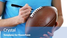  Presentation with football goal post american field - Presentation theme enhanced with autographs by american football star background and a  colored foreground