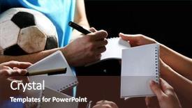  Presentation with football lights - Colorful theme enhanced with autographs by football star backdrop and a tawny brown colored foreground