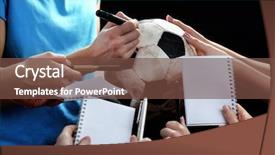  Presentation with football lights - Presentation theme consisting of autographs by football star background and a tawny brown colored foreground