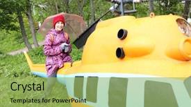  Presentation with helicopter - Cool new slides with autogyre - smiling girl with umbrella sits backdrop and a  colored foreground
