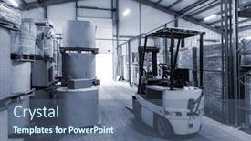  Presentation with warehouse - PPT theme with autoloader-in-a-large-modern background and a ocean colored foreground