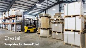  Presentation with warehouse - Beautiful presentation featuring autoloader-in-large-modern-warehouse backdrop and a gray colored foreground