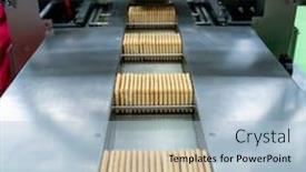  Presentation with food industry - Slides enhanced with automate-robot-conveyor-in-production background and a light blue colored foreground