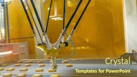  Presentation with food industry - Amazing PPT layouts having automate-robot-with-vacuum-suckers backdrop and a tawny brown colored foreground