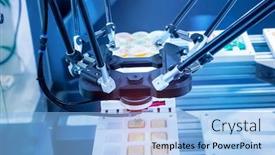  Presentation with food industry - PPT layouts with automate-robot-with-vacuum-suckers background and a light blue colored foreground