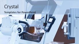  Presentation with robotic - Slides with automated manufacturing - controler of robotic hand background and a  colored foreground