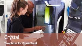  Presentation with cnc - Presentation design consisting of automated manufacturing - female apprentice working with engineer background and a  colored foreground