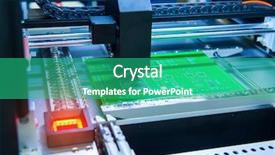  Presentation with soldering - Presentation design featuring automated manufacturing soldering and assembly background and a teal colored foreground