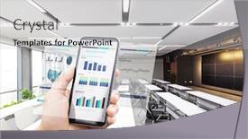  Presentation with lecture hall - Cool new presentation with business intelligence reports technology internet - automated office system on smart backdrop and a light gray colored foreground