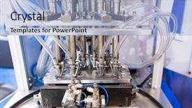  Presentation with electronics - Cool new PPT theme with automated robotic screws machine backdrop and a light blue colored foreground