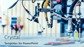  Presentation with gas welding - Theme enhanced with automated-welding-machine-metal-active background and a light blue colored foreground