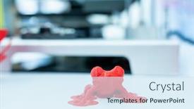  Presentation with toy model - Colorful presentation theme enhanced with automatic-3d-printer-machine-printing backdrop and a sky blue colored foreground