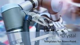  Presentation with robot electronic - Slides having automatic-arm-catch-for-electronic background and a light blue colored foreground