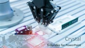  Presentation with chip - Presentation enhanced with automatic-arm-installing-a-computer background and a sky blue colored foreground