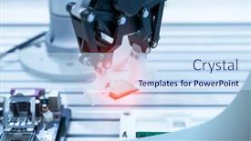  Presentation with chip - Amazing presentation theme having automatic-arm-installing-a-computer backdrop and a sky blue colored foreground