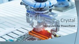  Presentation with chip - Slides consisting of automatic-arm-installing-a-computer background and a light blue colored foreground