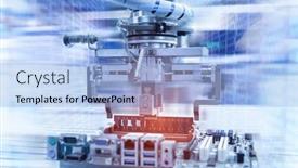  Presentation with chip - Presentation theme enhanced with automatic-arm-installing-a-computer background and a light blue colored foreground