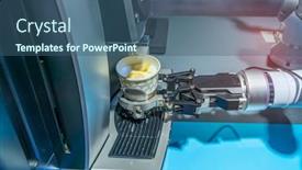  Presentation with coffee - Slide deck featuring automatic-arm-preparing-coffee background and a ocean colored foreground