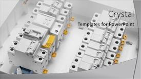  Presentation with circuit - PPT theme having automatic-circuit-breakers-isolated and a light gray colored foreground