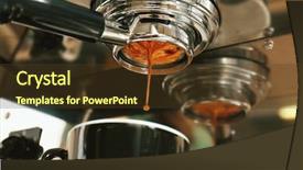 Presentation with coffee powder in machine - Presentation theme with automatic coffee machine preparing espresso background and a tawny brown colored foreground