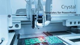  Presentation with industrial machine - Slide deck enhanced with automatic-drill-machine-tool background and a light blue colored foreground