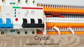  Presentation with power lines - PPT layouts enhanced with automatic electrical fuseboxes and power background and a coral colored foreground