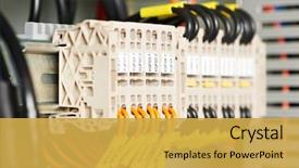  Presentation with power plug - PPT theme consisting of automatic electrical fuseboxes and power background and a yellow colored foreground