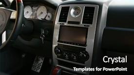  Presentation with gear box - PPT layouts having automatic gear box - closeup of expensive car interior background and a black colored foreground