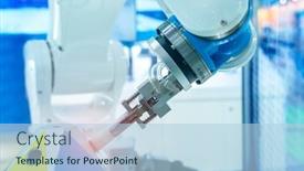  Presentation with smart - Presentation theme featuring automatic-gripping-and-smart-robot background and a light blue colored foreground