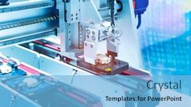  Presentation with robot - PPT theme having automatic-gripping-and-smart-robot background and a light blue colored foreground