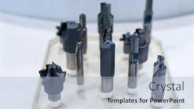  Presentation with heavy metal - Theme having automatic-heavy-industrial-drill-bit background and a light blue colored foreground