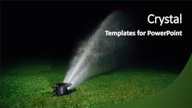 Presentation with green lawn - Colorful theme enhanced with automatic lawn sprinkler spraying water backdrop and a black colored foreground