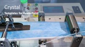  Presentation with manufacture - Presentation theme featuring automatic-machine-for-the-manufacture background and a ocean colored foreground