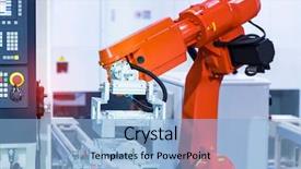  Presentation with factory machine - Slides with automatic machine tool in industrial background and a light blue colored foreground