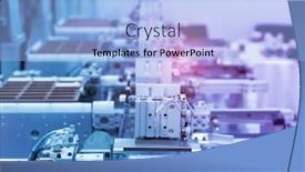  Presentation with factory machine - Beautiful presentation design featuring automatic-machine-tool-in-industrial backdrop and a light blue colored foreground