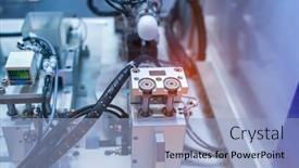  Presentation with manufacture - Theme with automatic-machine-tool-in-industrial background and a light blue colored foreground