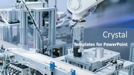  Presentation with factory machine - Slides having automatic-machine-tool-in-industrial background and a teal colored foreground