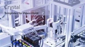  Presentation with manufacture - Presentation theme with automatic-machine-tool-in-industrial background and a light blue colored foreground