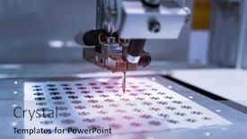  Presentation with factory machine - Amazing slides having automatic-machine-tool-in-industrial backdrop and a light blue colored foreground