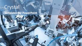  Presentation with compressed air - PPT theme featuring automatic-pneumatic-piston-sucker-unit background and a teal colored foreground