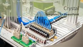  Presentation with compressed air - Cool new PPT theme with automatic-pneumatic-piston-unit backdrop and a mint green colored foreground