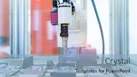  Presentation with mobile robot - Beautiful theme featuring automatic-robot-drill-machine-tool backdrop and a light blue colored foreground