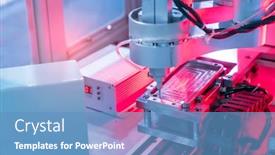  Presentation with mobile robot - Slide deck having automatic-robot-drill-machine-tool background and a teal colored foreground