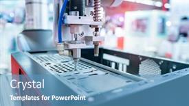  Presentation with industrial robot - Cool new PPT theme with automatic-robot-drill-machine-tool backdrop and a  colored foreground