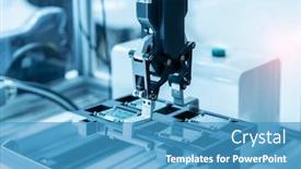  Presentation with circuit board - Presentation theme with automatic-robot-for-print-circuit background and a teal colored foreground