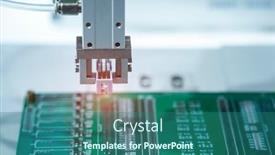  Presentation with machine assembly - Audience pleasing PPT layouts consisting of automatic-robot-for-print-circuit backdrop and a ocean colored foreground