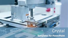  Presentation with machine assembly - Theme with automatic-robot-for-print-circuit background and a teal colored foreground