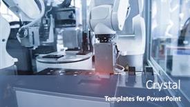  Presentation with robot - Amazing PPT theme having automatic-robot-in-a-smart backdrop and a ocean colored foreground