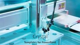  Presentation with robot - PPT theme featuring automatic-robot-in-a-smart background and a cyan colored foreground