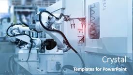  Presentation with robot - Cool new presentation design with automatic-robot-in-a-smart backdrop and a teal colored foreground